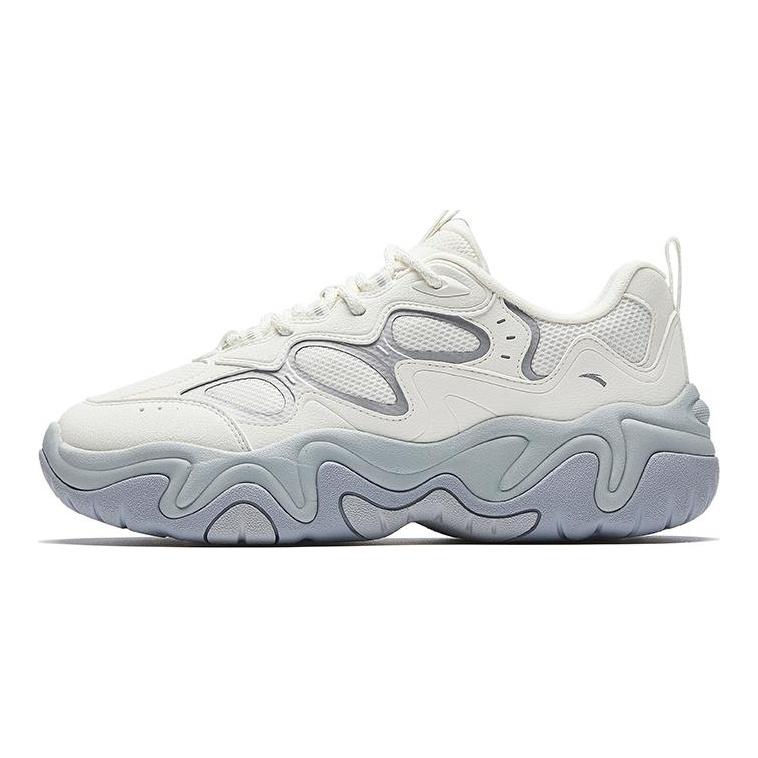 Anta Synthetic Leather, Textile Low Top Chunky Sneakers Women's Ivory White/Silver 122618853-5