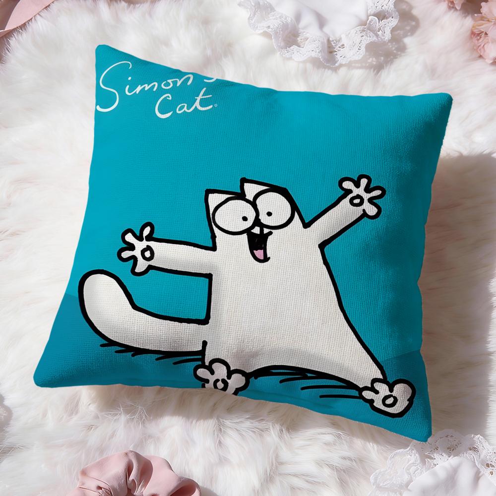 Cute Anime s-Simons Cat Cushion Cover Premium Comfort Reversible Pillow Cove -Two In One Design for Any Room & Car Interior