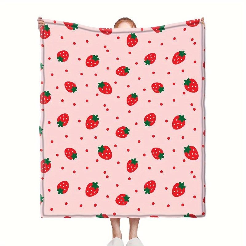 1 Piece Of Strawberry Blanket For Girls Soft Lightweight Comfortable And Warm Birthday Blanket Strawberry Room Decoration