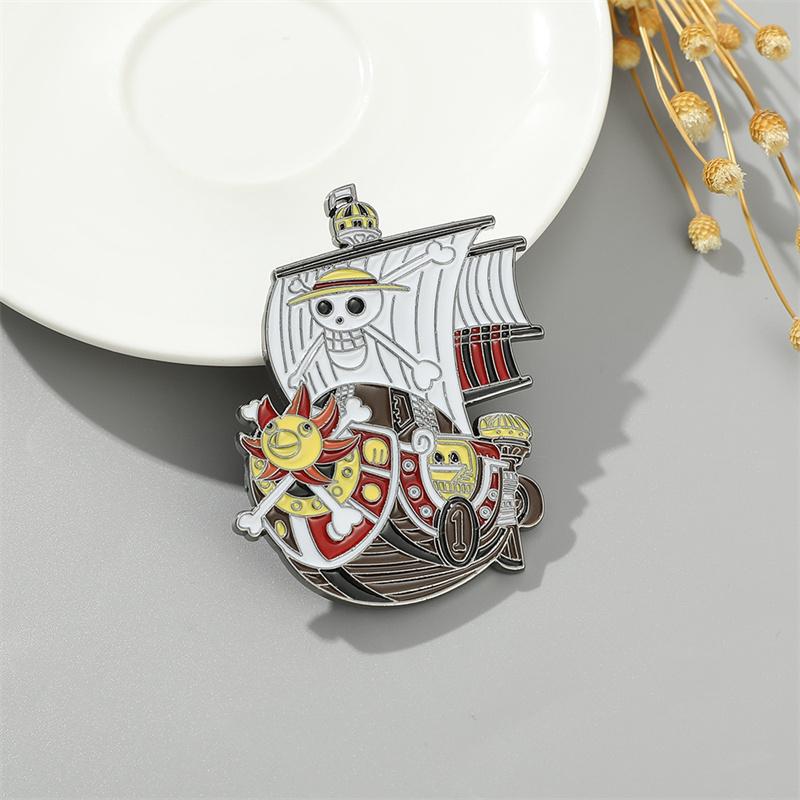 One Piece Pirate Ship Brooch Metal Enamel Pin Anime Jewelry Gift for Fans Clothing Bag Accessories