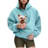New Women's Loose Pullover Hoodie, Solid Color Fleece Pet Pocket, Fall Winter European American Crossbody Top