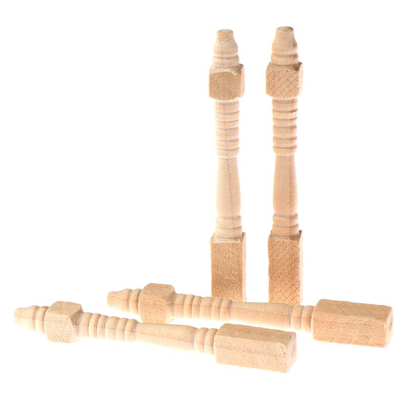 4Pcs/Lot 1:12 Wooden Dollhouse Table Leg Miniature Furniture Diy Dollhouse Accessories Simulation Table Feet Model Dollhouse Toy