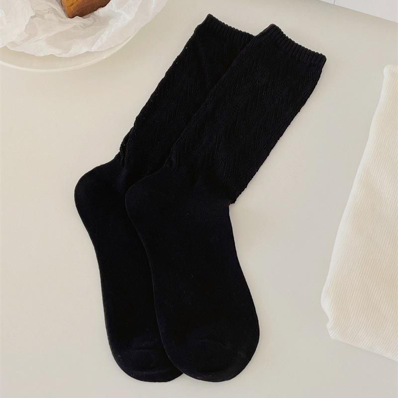Simple Yet Sophisticated ~ Early Autumn Diamond-shaped Thigh-high Socks for Women with Hollowed-out Mesh Calves