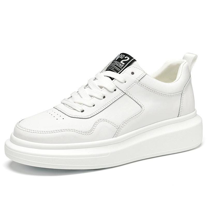 Luxury Leather Elevator Shoes Men's Sneakers Height Increasing Shoes Invisible 7CM Heighten Sports Shoes Taller Lift White Shoes