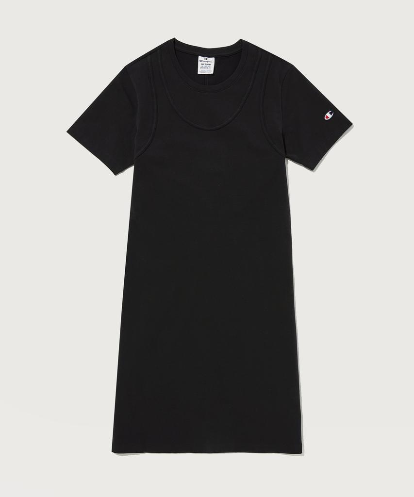 Champion Women'S Cotton Slim Layered Detail Dress Black