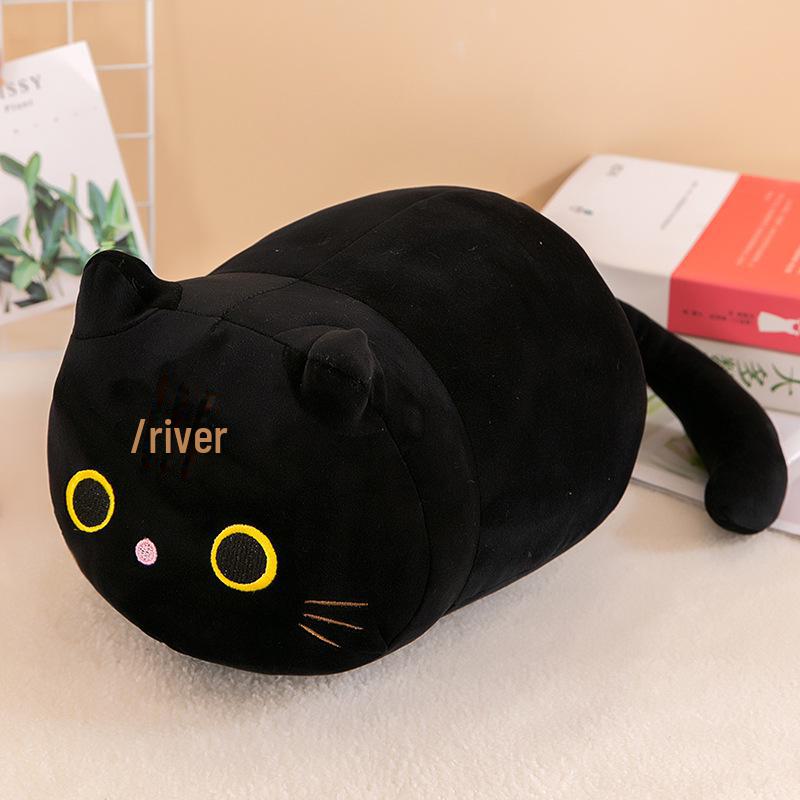 Simpatico cuscino di peluche a forma di gatto cilindrico per il pisolino in ufficio o per uso domestico