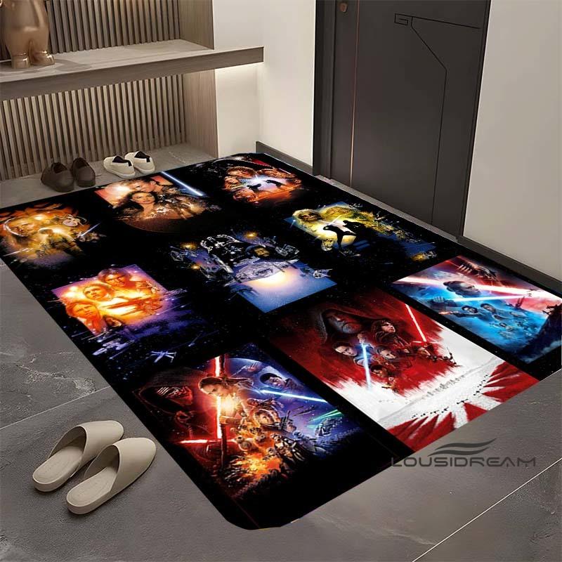 Star Wars Cartoon Rug, Suitable for Living Room, Retro Galaxy Space Starship Pattern, Large Non-slip Doormat, Bathroom Mat, Home
