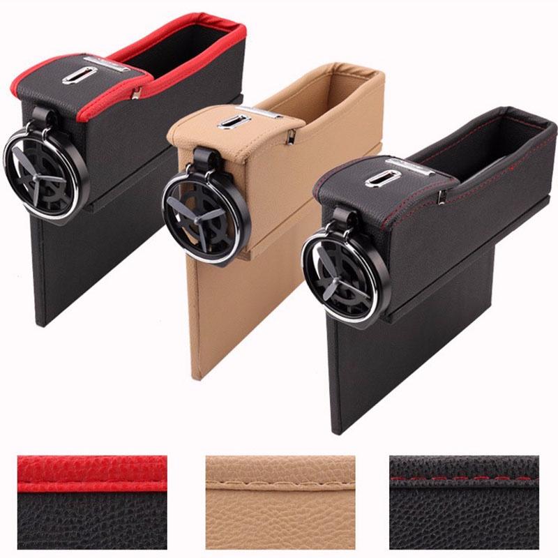 Premium PU Leder Auto Sitz Aufbewahrungsbox Stilvoller Münzsammler und Getränkehalter