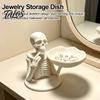 Gothic Home Decor Halloween Skeleton Storage Tray, 3D Printed Spooky Skull Jewelry Holder, Desk Organizer Desktop Ring for Entryway, Vanity
