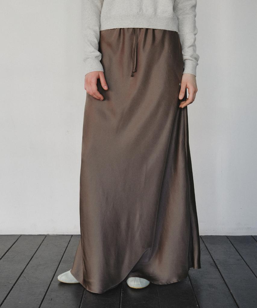 Cita Relaxed Satin Maxi Skirt_Cts624(Brown)