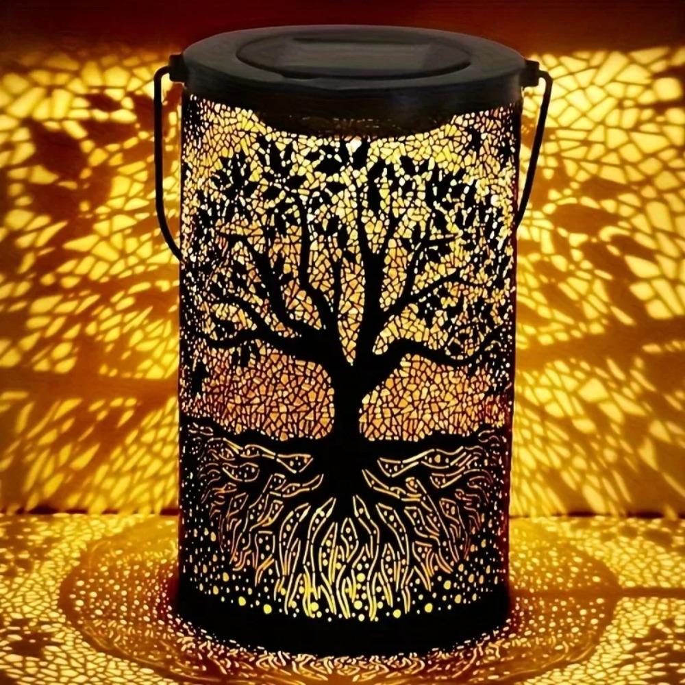 Solar Light Outdoors Handheld Iron Hollow Projector Light Hanging Solar Lantern Waterproof Solar Light  Decorative Lights