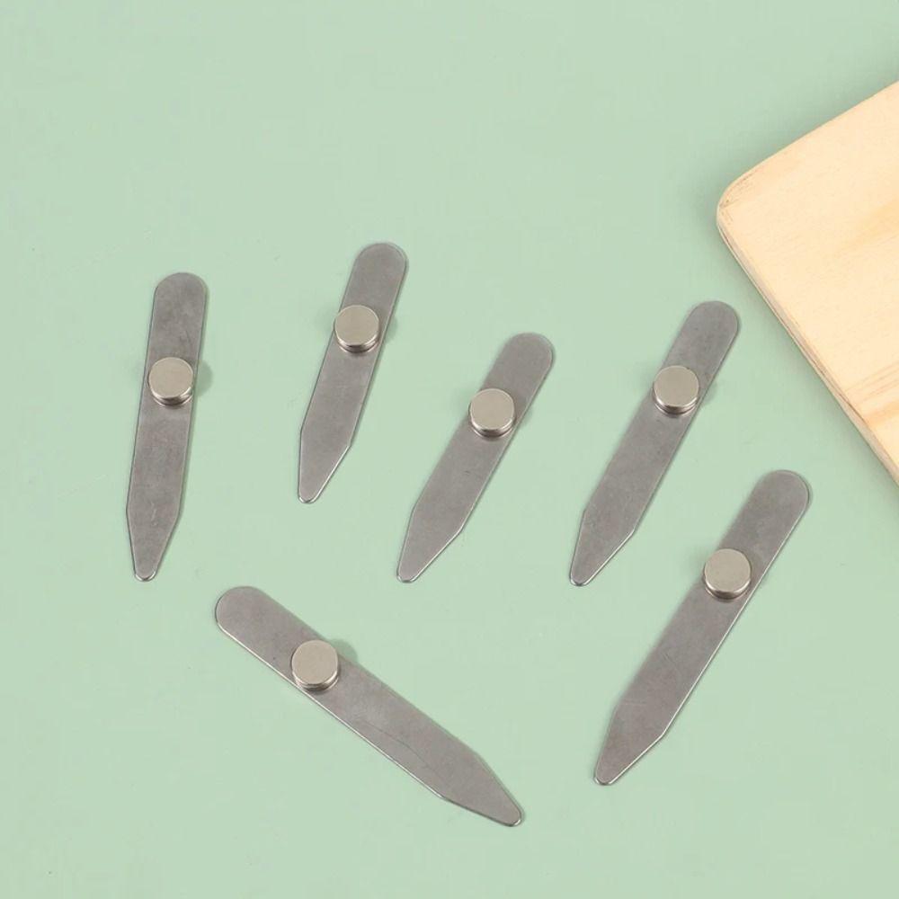 6Pcs New Stainless Steel Collar Stays Magnetic with Box Collar Support Collar Support Plate for Business Men