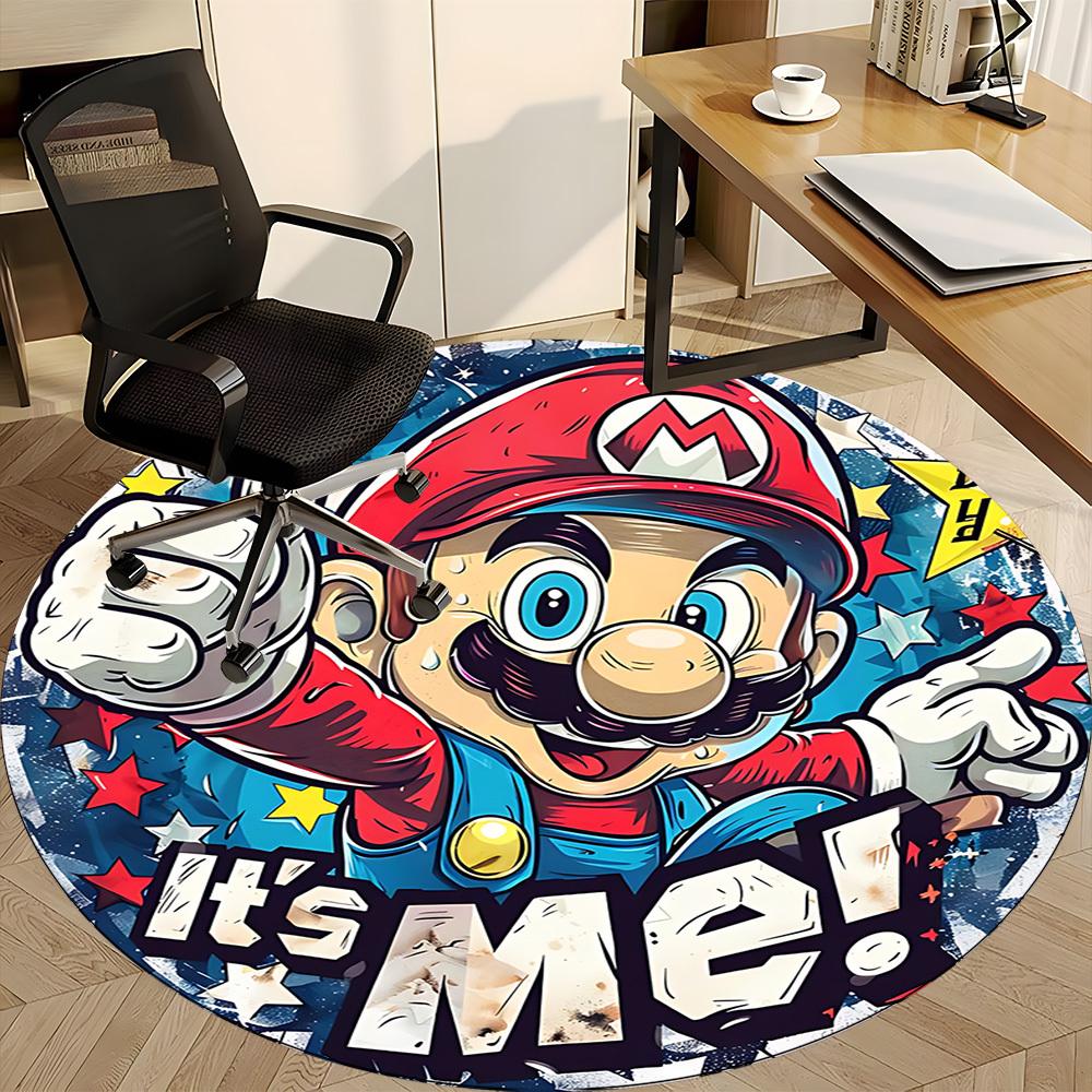1 Stück Mario Abenteuer Büro Runder Teppich, Unter Bürostühlen Schlafzimmer Wohnzimmer Heimdekoration a0926054