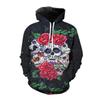 Mode Gothiska Skelett Blommor Grafiska Sweatshirts Huvtröjor med Skalle För Män Kläder Vardaglig Streetwear Tröjor Y2k Träningsdräkt