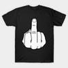 Asian Size Men Black Print T-shirt Middle Finger No-Cut Print Cotton Tshirt