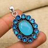 Blue Chalcedony, Blue Topaz Gemstone 925 Solid Sterling Silver Jewelry Pendant For Wedding Gift