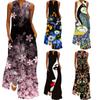 2024 European & American Summer Women's V-Neck Sleeveless Printed Long Dress