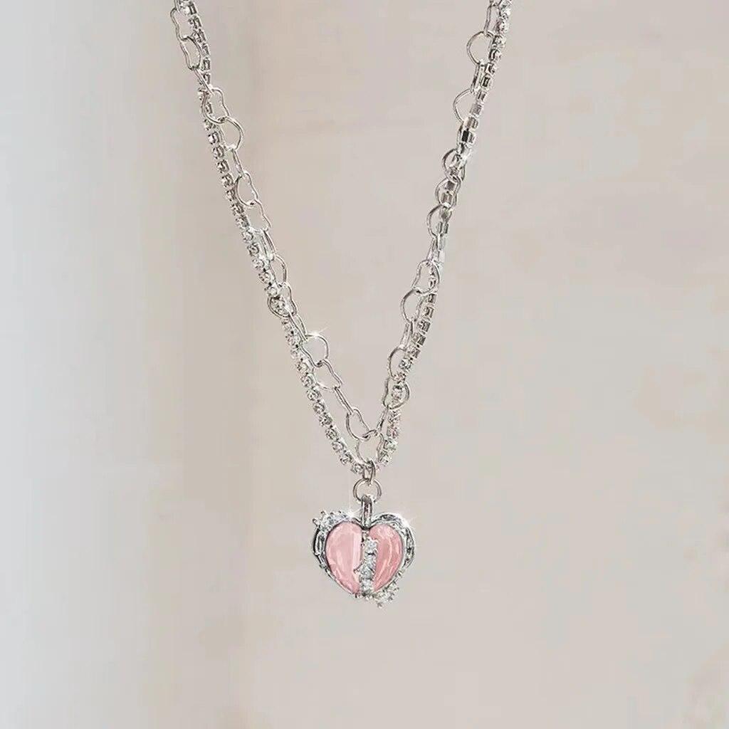 Silver Color Necklaces For Women CZ Zirconia Cross Pendant & Necklace Chain Collier Choker Trendy Jewelry Accesories Bijoux