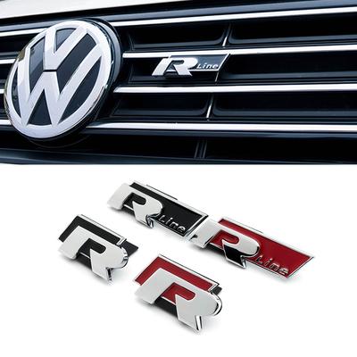 1 Pezzo R-line R Distintivo Metallico 3D Adesivo per Carrozzeria Griglia Anteriore Bagagliaio Emblema Auto Per R-line R GTI Polo Golf 5 6 7 MK8 Touareg Passat b6
