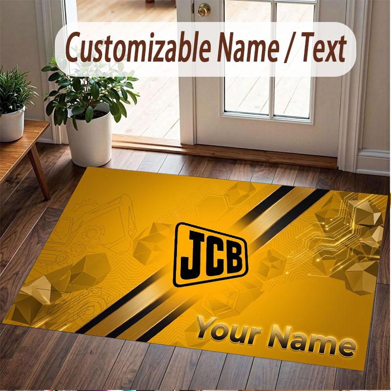 Custom Rug JCB Pattern Print Name Text Soft Non‑Slip Floor Carpet for Home Indoor Decoration