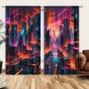 2 stuks Future Technology Cyberpunk Bedrukte Gordijn voor Huisdecoratie - Tunnelgordijn Raambekleding voor Slaapkamer, Kantoor, Keuken