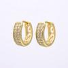 Fine Jewelry 2 Row Zircon Hoop Earrings 925 Sterling Silver S Hollow Out Design 14k Gold Plated Small Hug Earrings Women