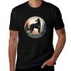 Beauceron Silhouette In Forest Circle Frame Elegant NatureInspired Design TShirt Basic Simple Casual Short Sleeve Tee