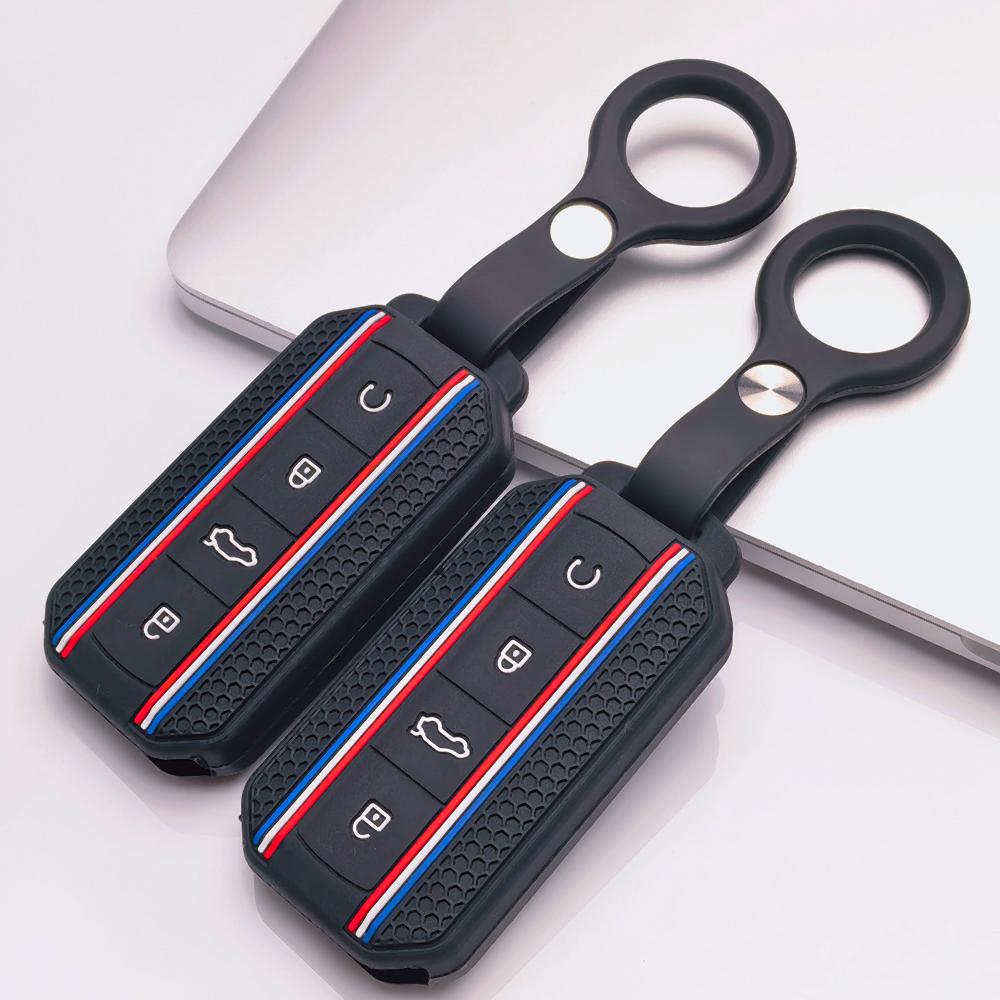 Key Case Cover for Chery Tiggo with Keychain Anti-Scratch Surface Shockproof Structure Soft Grip Texture Easy Install Design Responsive Button Touch