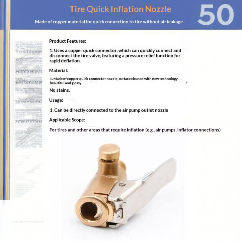 Heavy Duty Brass Air Chuck Adapter Lock Clip Pressure Relief Valve Corrosion Resistant for Car RV Tire Inflation