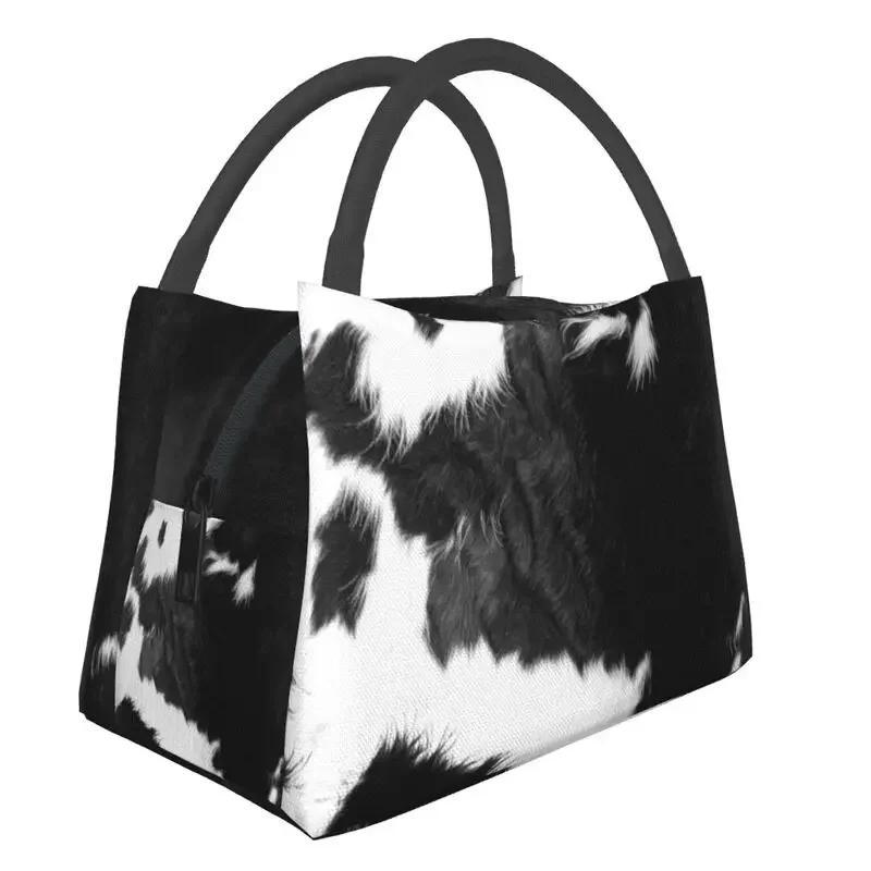 Rundleer 3D-print Herbruikbare Lunchbox Vrouwen Waterdicht Dierenbont Textuur Thermische Koeler Voedsel Geïsoleerde Lunchtas