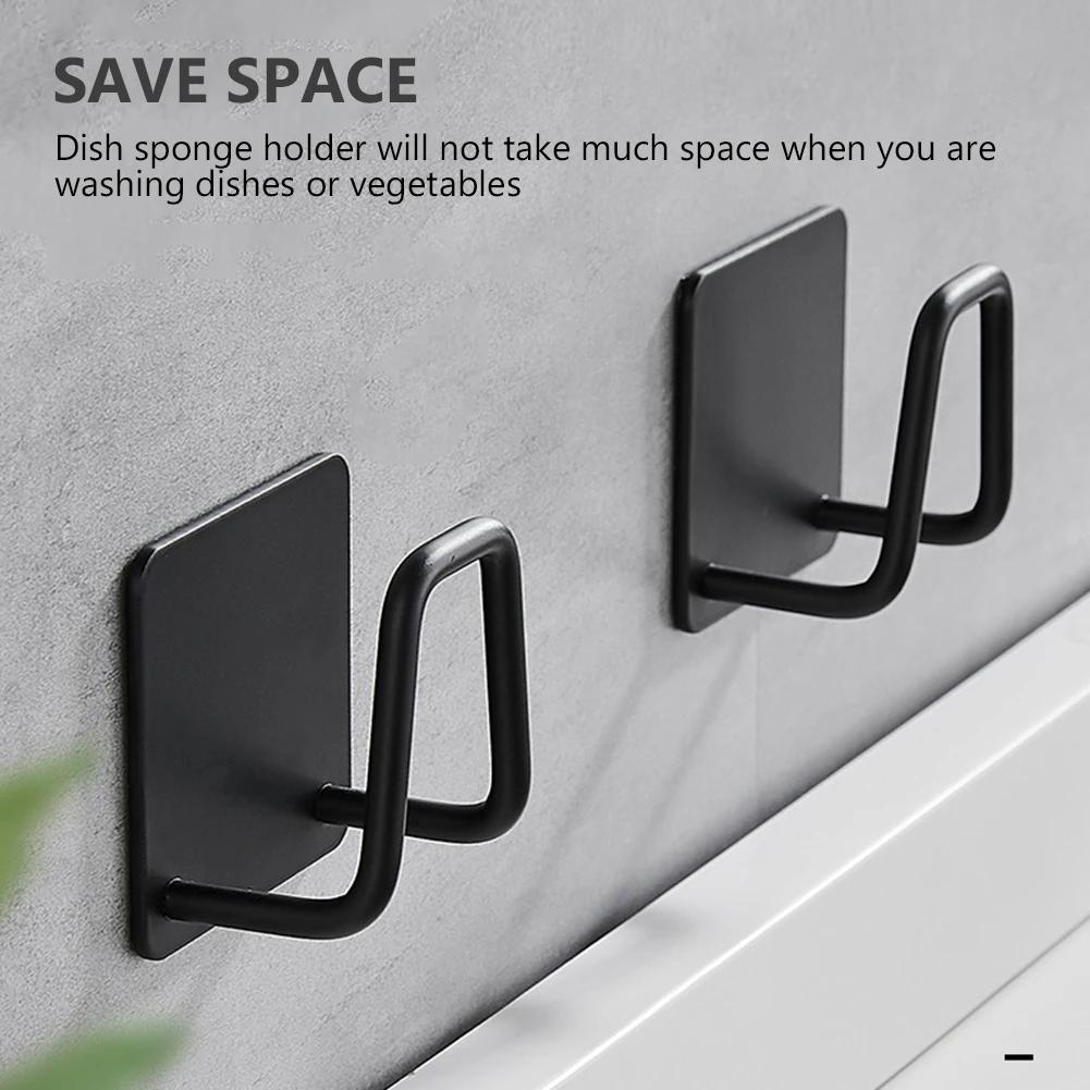 New Kitchen Sponges Holder Self Adhesive Sink Sponges Drain Drying Rack 304 Stainless Steel Storage Holder Kitchen Sink Accessor