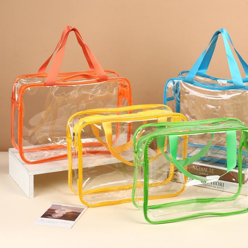 6pcs Clear PVC Toiletry Storage Bags Waterproof Handheld Travel Cosmetic Organizer With Zipper Storage Gift Bags