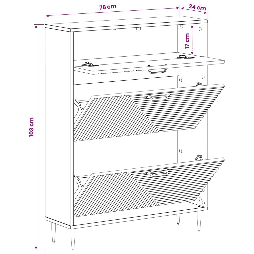 Shoe Cabinet HAARLEM 78 X 24 X 103 Cm Engineered Wood Reclaimed Wood