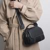 2024 Korean Fashion Women's Genuine Leather Small Round Bun Handbag - Single Shoulder & Messenger Bag
