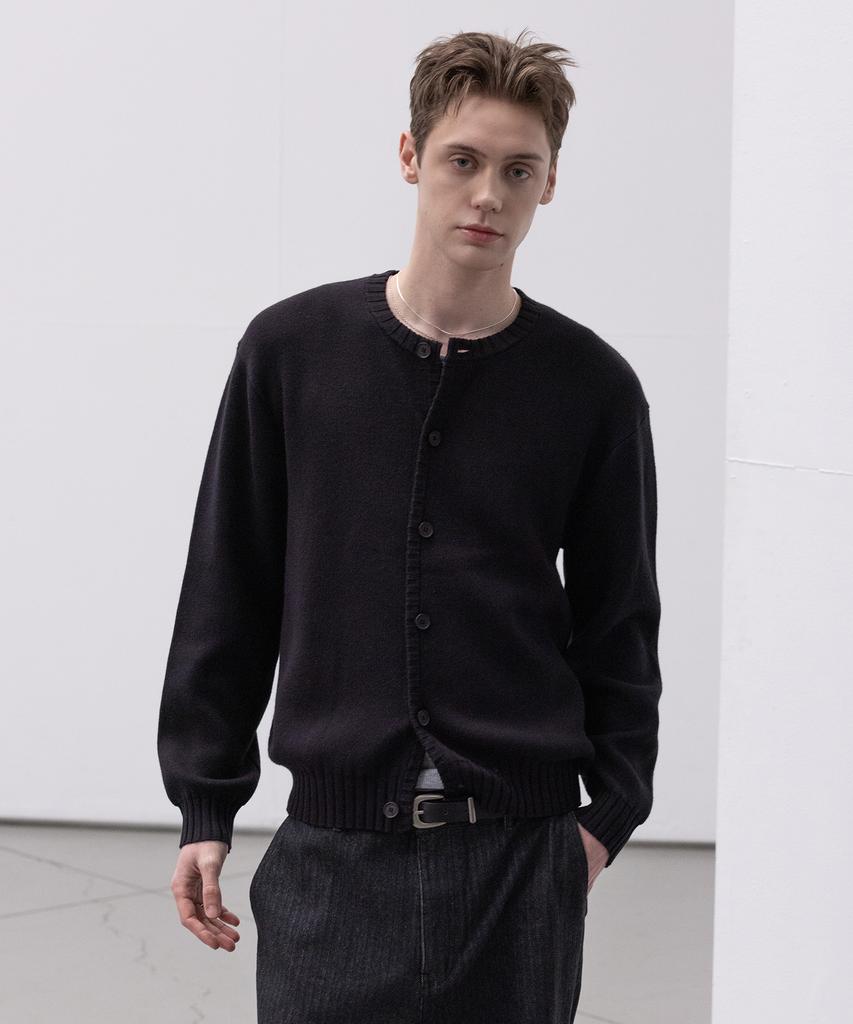 Decoroso Panel Rib Round Cardigan [Black]