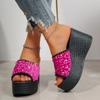 Women Platform Slippers  New Summer Beach Wedges Sandals Fashion Sequin Casual Slippers Women High Heel Slippers Women