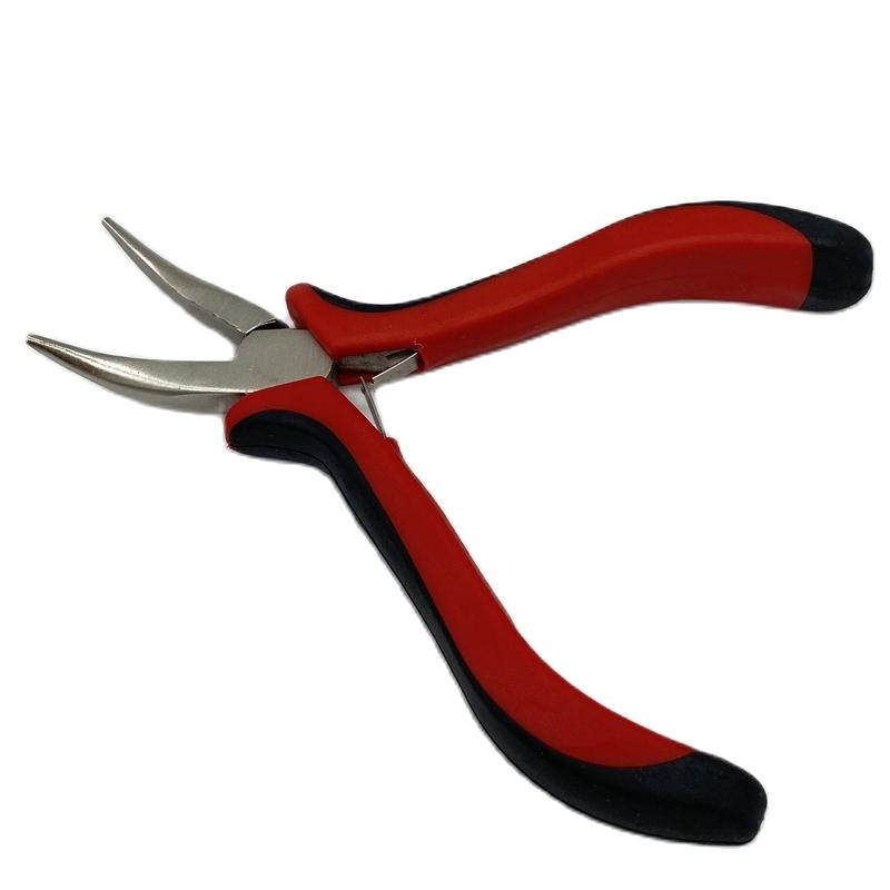 1 piece 5 inch Red Bent Nose Plier with smooth jaw Hair clamp for micro ring hair extension