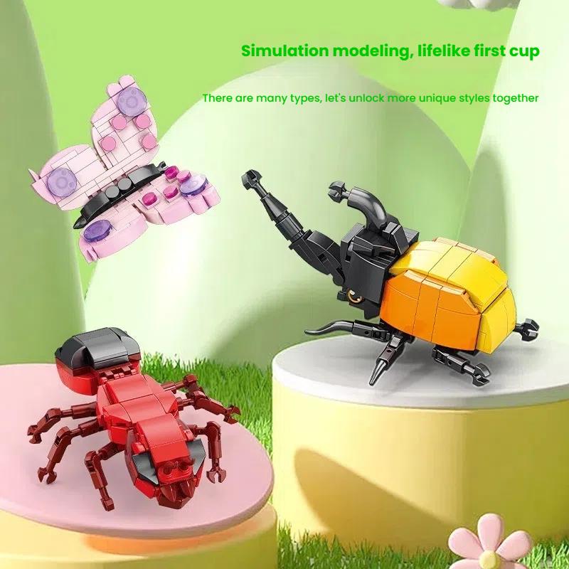 Learning Insect Construction Block Kit - Bee and Butterfly Small Particle Models Early Educational Toy Gift Idea ideal for Children