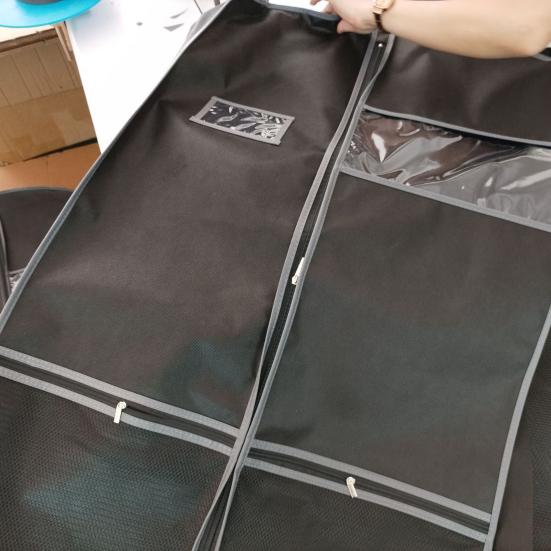 Non-woven Fabric Clothing Dust Cover Travel Heavy-Duty Garment Bag with Pockets Clear Window Waterproof Label Foldable Dust-Proof Suit Bag