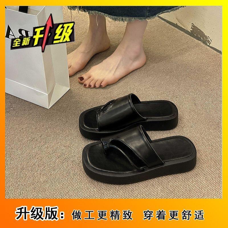Fashion Thick-bottomed Non-slip Toe Slippers 2025 Summer New Internet Celebrity Niche Soft-bottomed Beach Cool Slippers Women's Wear