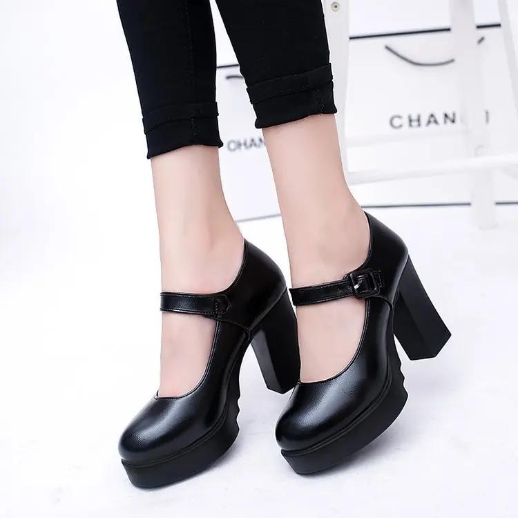 Chaussures à talons pour femmes Escarpins à plateforme pour femmes Printemps Été Chaussures à boucle à bouche peu profonde Chaussures à bout rond pour femmes 2024