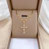 Titanium Steel Micro-Inlaid Luxury Necklace: Elegant Full Diamond Gold Design for Women