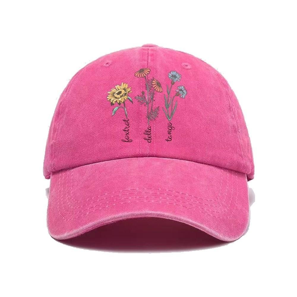 New Casual Printed Baseball Cap Vintage Washed Dad Sun Hat Sunflower Multiple Colors Snapback Cap Daily Wear