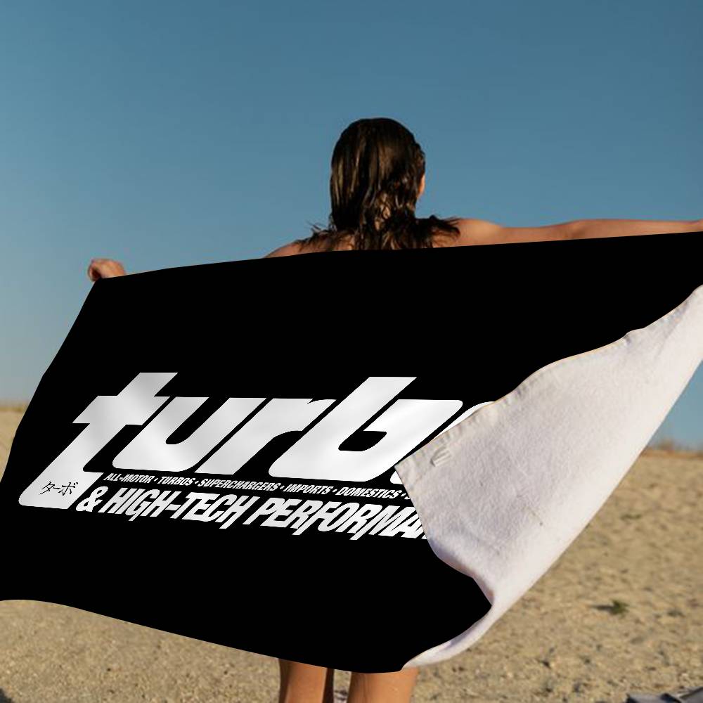 T-Turbo Logo Bath Towel Microfiber Soft Water Absorbing Breathable For Girl Kids Decorative Cartoon Beach Towel