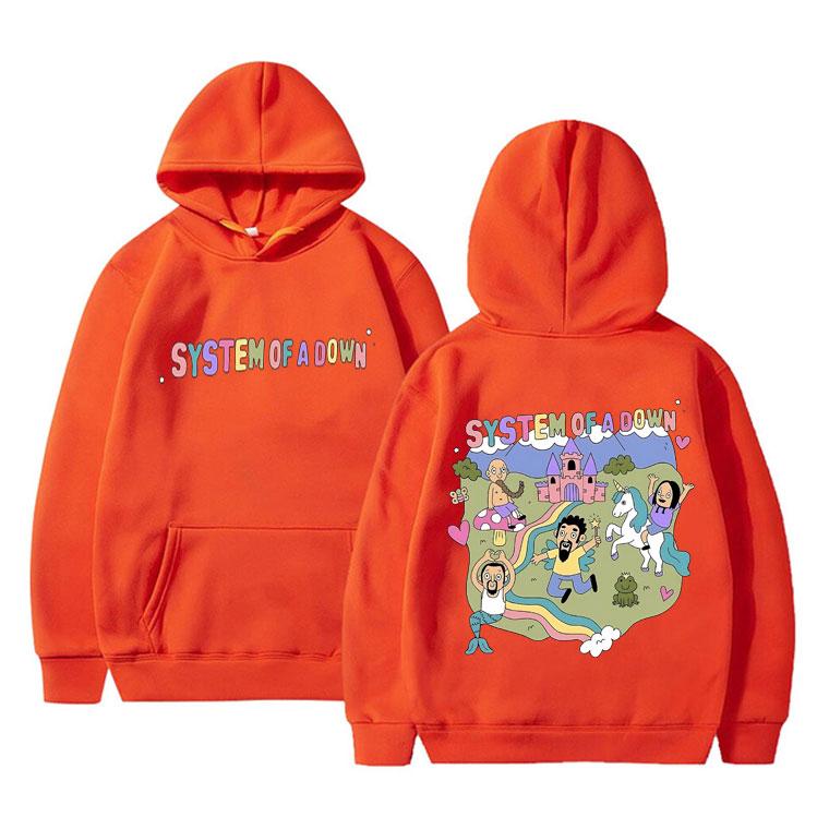 Vintage System of A Down Hoodie Unisex Damen Fleece Baumwolle Hochwertige Hoodies Top Männliche Rockmusik Band Cartoon Grafik Sweatshirt