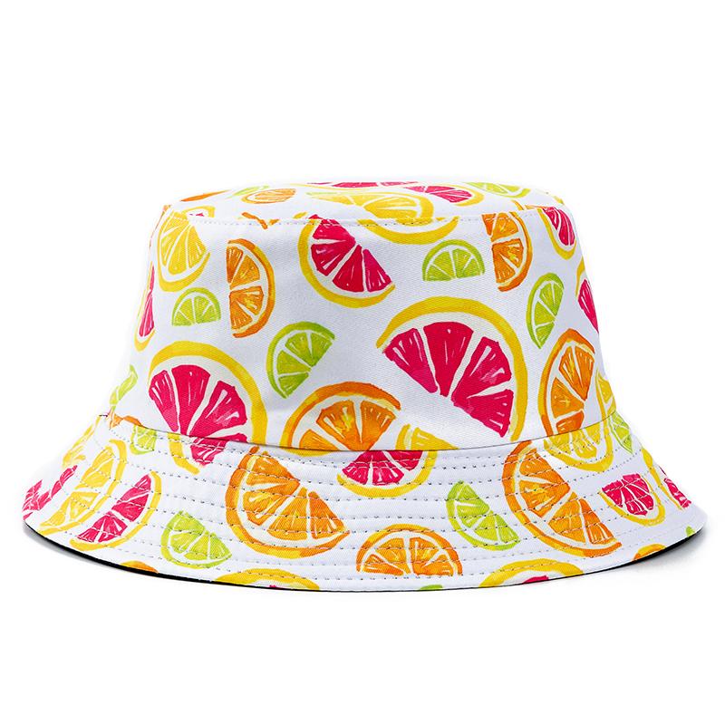 Fisherman Bucket Neutral Gender Women Men For Caps Hats Summer Double-Sided Wear Fruit Printing Cap Outdoor Sun Hat Classic Panama