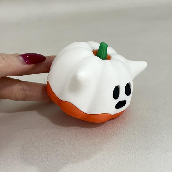 Halloween Ghost Pumpkin Statue 3D Printed Cartoon Pumpkin Elf Figurine Sculpture Home Office Desktop Decoration Ornament