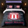 Stoke City FC Set Biancheria da Letto con Nome Testo Personalizzato 1 Copripiumino+2 Federe Logo Calcio Regalo Personalizzato per Occasione Speciale Decorazione Camera da Letto