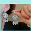 Modern Geometric Silver Zircon Drop Earrings For Women Office Style
