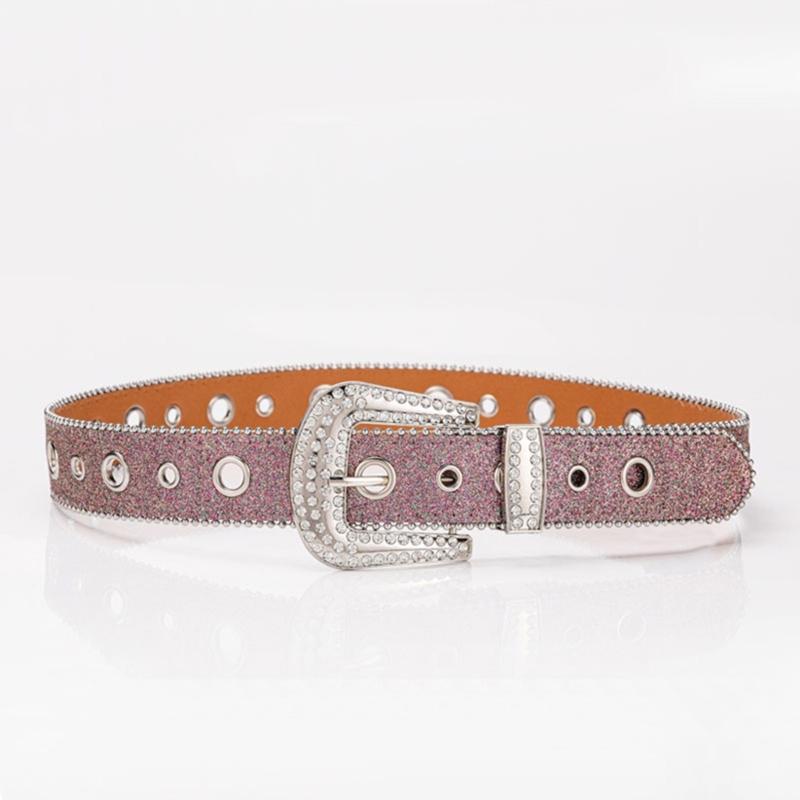 Adjust Pin Buckle Diamond Waist Belt Adult Western Full Sequin Adjustable Belt